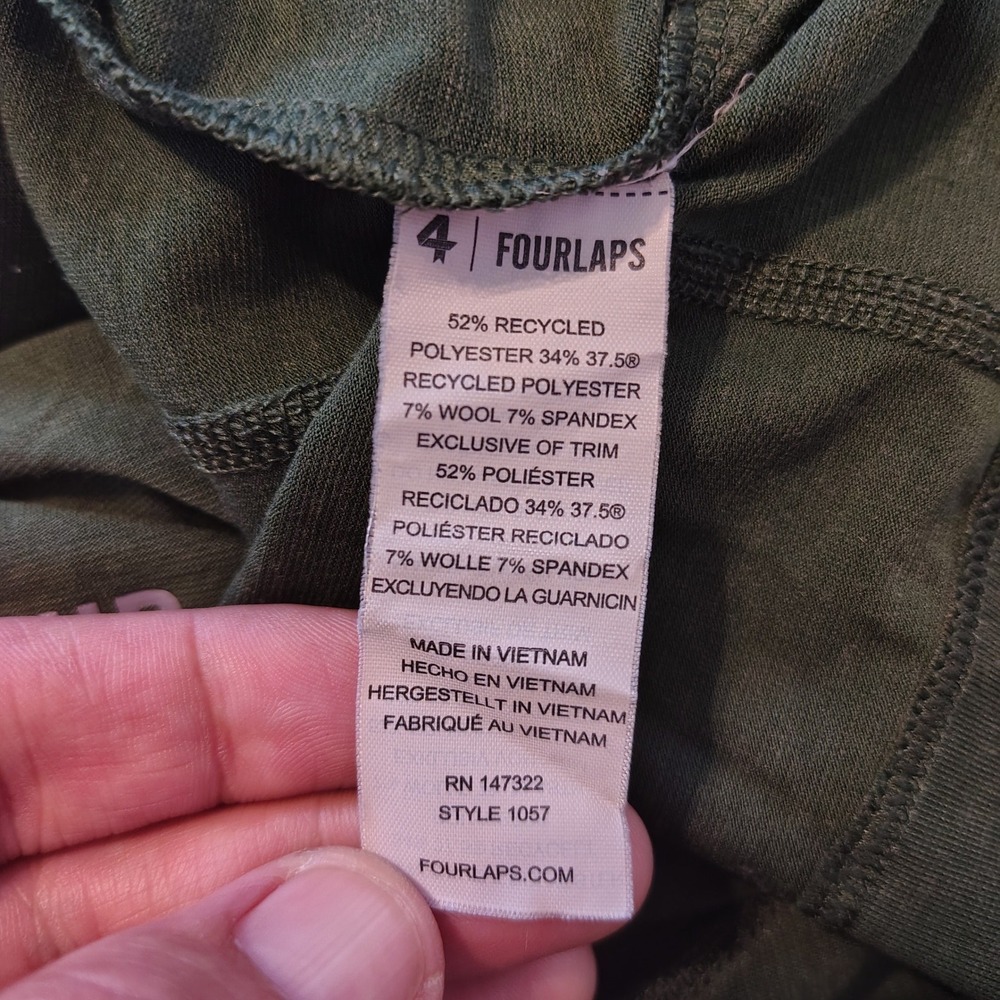 Fourlaps x Peloton Mens Quarter Zip Pullover Green 37.5 Technology Wool Blend M - Picture 5 of 7